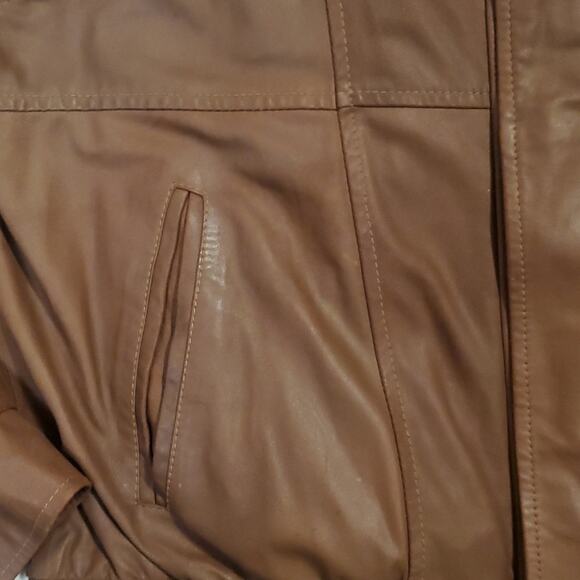SCULLY LAMBSKIN genuine LEATHER brown cognac BOMBER JACKET large - Picture 4 of 12